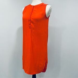 JASMINE & JULIANA S Red Orange Bright Crepe Sleeveless Tunic Hi Low Summer Dress